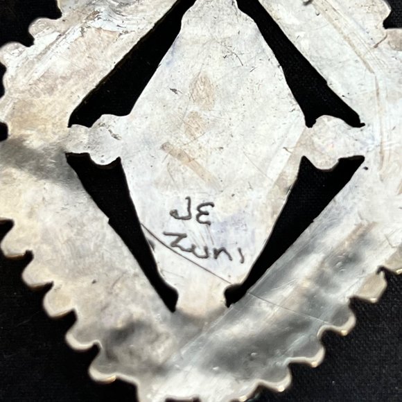 Zuni Turquoise Clusterwork and Snake Eye Pendant by Jennie Eustace (3704) - Picture 6 of 7